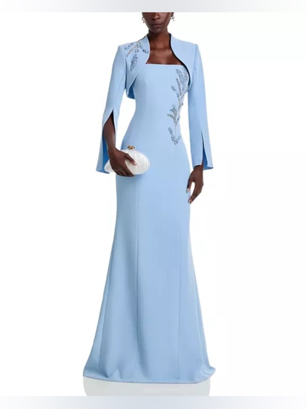 Teri Jon by Rickie Freeman
Crepe Bead Trim Bolero & Strapless Gown